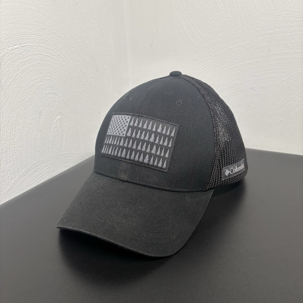 Columbia Black Mesh Back Trucker Hat with Flag Patch